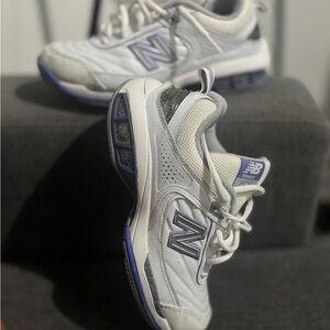 New Balance White and Purple Sneakers
